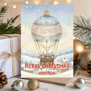 Cartes Pour Fêtes Annuelles Ornement de Noël pour enfants Montgolfière