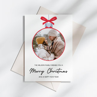 Cartes Pour Fêtes Annuelles Ornement de Noël simple Photo de famille