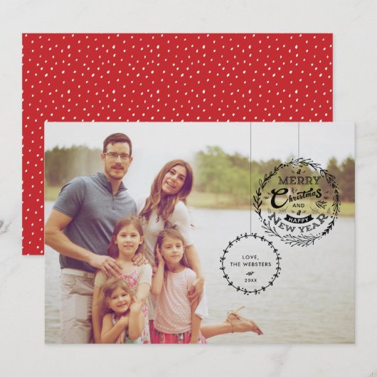 Cartes Pour Fêtes Annuelles Ornement de Noël typographique 2 (Devant / Derrière)