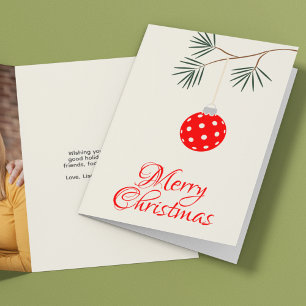 Cartes Pour Fêtes Annuelles Ornement de Pickleball tendance Rouge Noël Photo