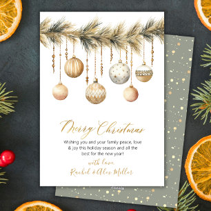 Cartes Pour Fêtes Annuelles Ornement en verre botanique non photo Joyeux Noël