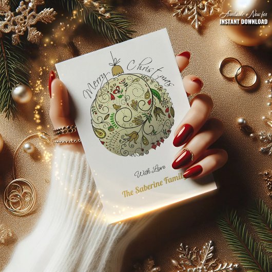 Cartes Pour Fêtes Annuelles Ornement moderne Elegant Gold Doodle de Noël