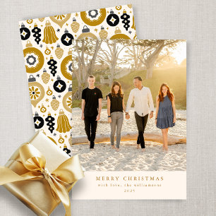 Cartes Pour Fêtes Annuelles Ornement personnalisé noir or photo plate Noël