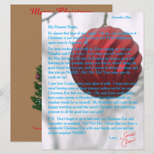 Cartes Pour Fêtes Annuelles Ornement rouge de lettres du Père Noël