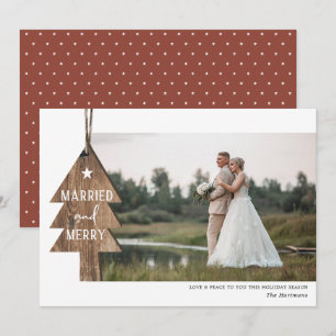Cartes Pour Fêtes Annuelles Ornement rustique en bois de Noël Marié Photo