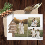 Cartes Pour Fêtes Annuelles Ornement rustique en bois nouvellement marié 3 Pho<br><div class="desc">Vous êtes-vous marié cette année ? Ces 3 nouvelles cartes de Noël photo collage sont parfaites pour envoyer à la famille et aux amis! Ils arborent un ornement de bois sur la gauche, avec la typographie "Marié et Joyeux". Facile à customiser avec vos propres photos et texte! Le dos de...</div>