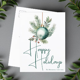 Cartes Pour Fêtes Annuelles Ornement Vert tendance Joyeux Joyeux Script