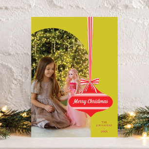 Cartes Pour Fêtes Annuelles Ornement Vintage de Noël Photo Couleur Modifiable