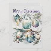 Cartes Pour Fêtes Annuelles Ornements aquarelle Joyeux Noël (Devant / Derrière)