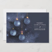Cartes Pour Fêtes Annuelles Ornements bleus de Noël (Devant)