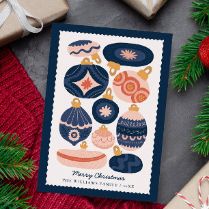Cartes Pour Fêtes Annuelles Ornements bleus scandinaves minimaux non photo