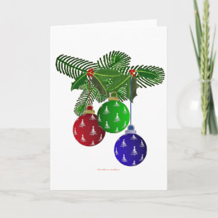 Cartes Pour Fêtes Annuelles Ornements colorés d'arbres de Noël