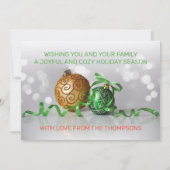 Cartes Pour Fêtes Annuelles Ornements d'Arbre d'Or en Argent Vert Personnalisé (Dos)