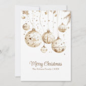 Cartes Pour Fêtes Annuelles Ornements de boules de Noël or et blanc (Devant)