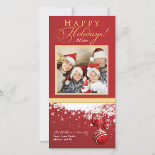 Cartes Pour Fêtes Annuelles Ornements de neige Famille de vacances Photocard (