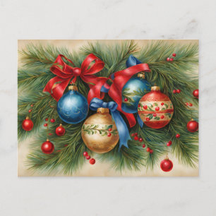 Cartes Pour Fêtes Annuelles Ornements de Noël anciens sur sapin de Noël