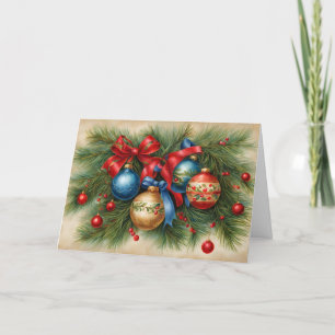 Cartes Pour Fêtes Annuelles Ornements de Noël anciens sur sapin de Noël