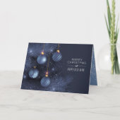 Cartes Pour Fêtes Annuelles Ornements de Noël Bleu 1 Photo repliée (Devant)