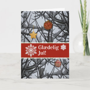 Cartes Pour Fêtes Annuelles Ornements de Noël danois sur Branches de neige