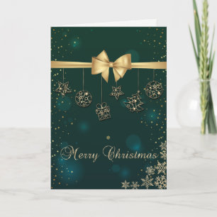 Cartes Pour Fêtes Annuelles Ornements de Noël en or, ruban