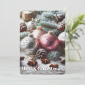 Cartes Pour Fêtes Annuelles Ornements de Noël et branches (Debout devant)