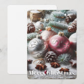 Cartes Pour Fêtes Annuelles Ornements de Noël et branches (Devant / Derrière)