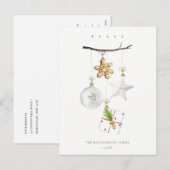 Cartes Pour Fêtes Annuelles Ornements de Noël Étoile Carillon Cookie Paix (Devant / Derrière)