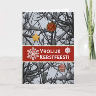 Cartes Pour Fêtes Annuelles Ornements de Noël hollandais sur Branches de neige