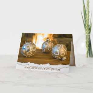 Cartes Pour Fêtes Annuelles ornements de Noël or par cheminée