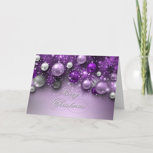 Cartes Pour Fêtes Annuelles Ornements de Noël - Purples (Devant)