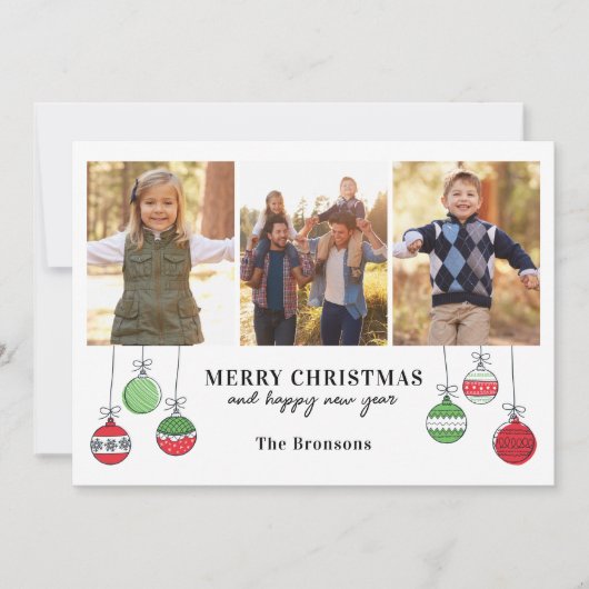 Cartes Pour Fêtes Annuelles Ornements de Noël rétro (Devant)