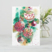 Cartes Pour Fêtes Annuelles Ornements de Noël rétro (Debout devant)