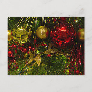 Cartes Pour Fêtes Annuelles Ornements de Noël Rouge et Or Arbre de Noël