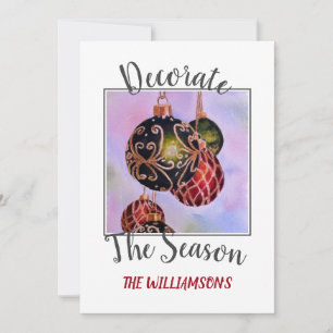Cartes Pour Fêtes Annuelles Ornements de Noël rouge et vert avec photo
