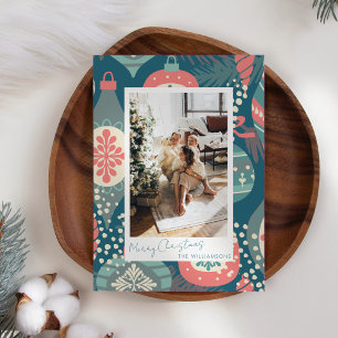 Cartes Pour Fêtes Annuelles Ornements de Noël Turquoises vintages Photo person
