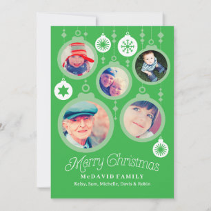 Cartes Pour Fêtes Annuelles Ornements de photos de famille de Noël vert