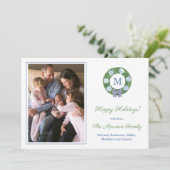 Cartes Pour Fêtes Annuelles Ornements de pot de gingembre bleu blanc vert inte (Debout devant)