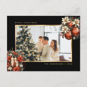 Cartes Pour Fêtes Annuelles Ornements en or noir Photo botanique Noël
