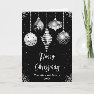 Cartes Pour Fêtes Annuelles Ornements Noir et Argent Joyeux Noël