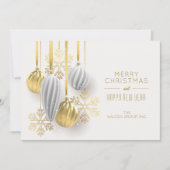 Cartes Pour Fêtes Annuelles Ornements or Merci d'affaires Noël (Devant)