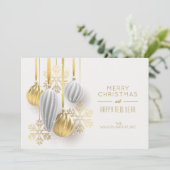 Cartes Pour Fêtes Annuelles Ornements or Merci d'affaires Noël (Debout devant)