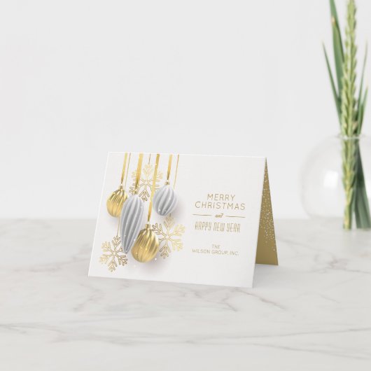 Cartes Pour Fêtes Annuelles Ornements or Merci d'affaires Noël (Devant)