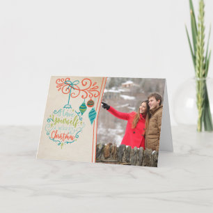 Cartes Pour Fêtes Annuelles Ornements Rétro & Boule de Noël Joyeux - Photo