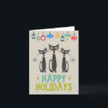 Cartes Pour Fêtes Annuelles Ornements rétro de chats noirs Mi-siècle Noël<br><div class="desc">Revenez au milieu du 20ème siècle avec cette carte pliée funky black chats et ornements Noël. Soit vous souhaitez des vacances heureuses avec le texte imprimé à l'intérieur de la carte,  soit,  laissez vide et écrire votre message à la main.</div>