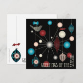 Cartes Pour Fêtes Annuelles Ornements rétro de Noël (Devant / Derrière)