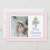 Cartes Pour Fêtes Annuelles Ornements Rose Preppy Arbre de Noël Aquarelle (Devant)