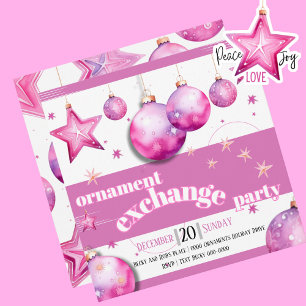 Cartes Pour Fêtes Annuelles Ornements roses avec Baubles et Stars Party