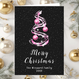 Cartes Pour Fêtes Annuelles Ornements roses et noirs Joyeux Noël