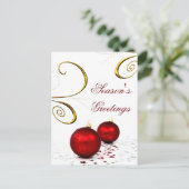 Cartes Pour Fêtes Annuelles ornements rouges festifs Noël Salutation PostCarte (Debout devant)