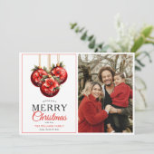 Cartes Pour Fêtes Annuelles Ornements rouges modernes Joyeux Noël Photo (Debout devant)